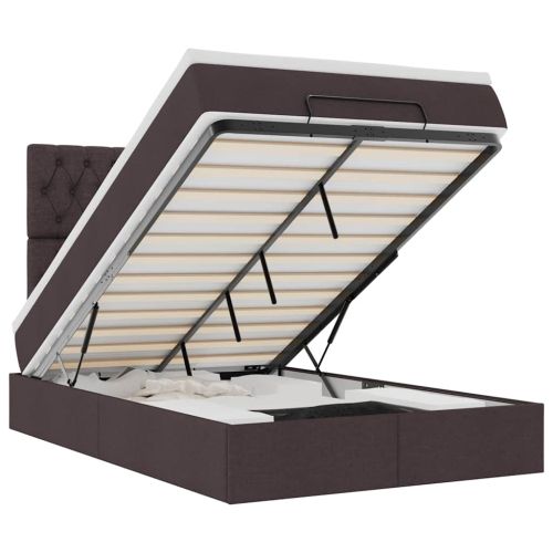 Османска легло с матрак и LED, тъмнокафяво, 120x190 см, плат