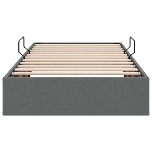 Легло с място за съхранение Тъмен сив 90 x 190 cm текстил