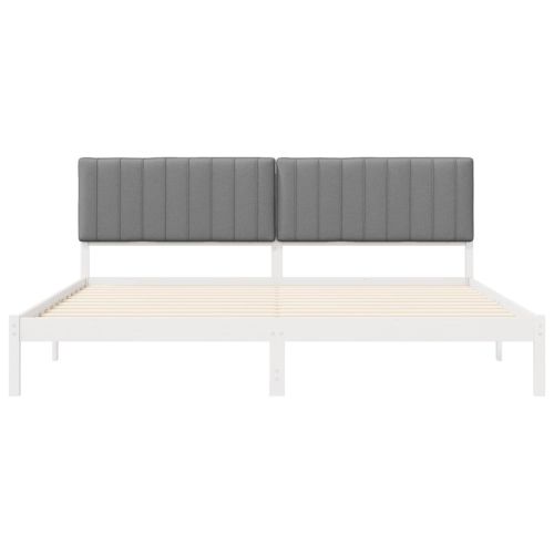 Леглова рамка с тапицирана гръбна част Светлосиво 200 x 200 cm