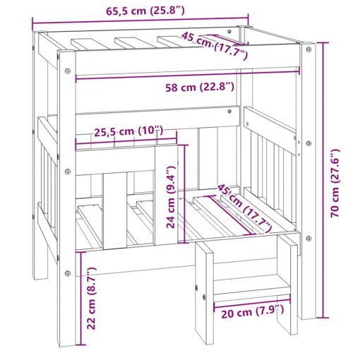 Кучешко легло, 65,5x50,5x70 см, борова дървесина масив
