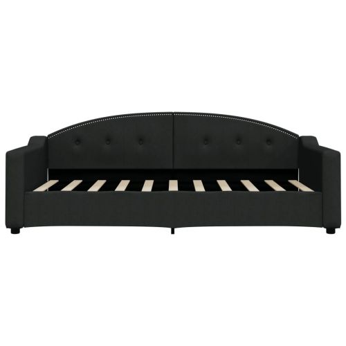 Канапе с изтеглящо легло и чекмеджета черно 90x190 см плат