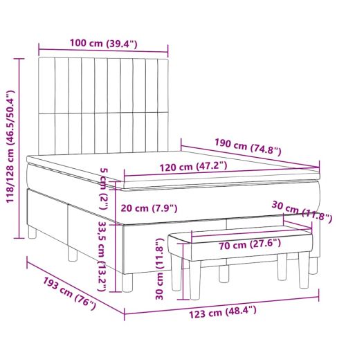 Боксспринг легло с матрак, черно, 120x190 см, плат