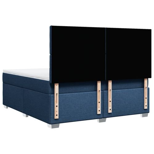 Боксспринг легло с матрак, синьо, 180x200 см, плат