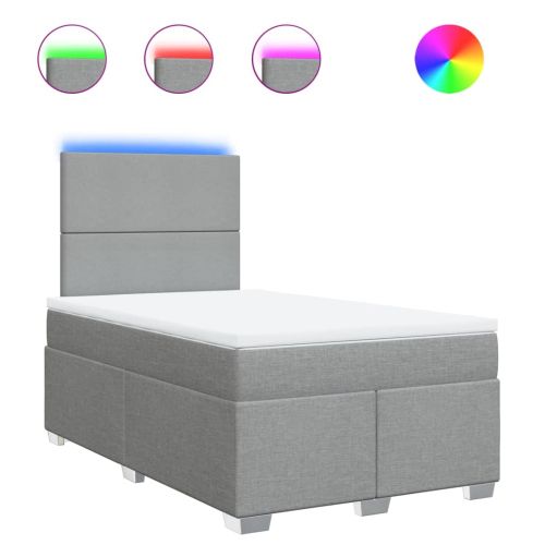 Боксспринг легло с матрак, светлосиво, 120x190 см, плат