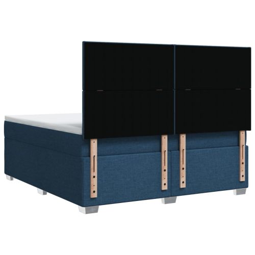 Боксспринг легло с матрак, синьо, 180x200 см, плат