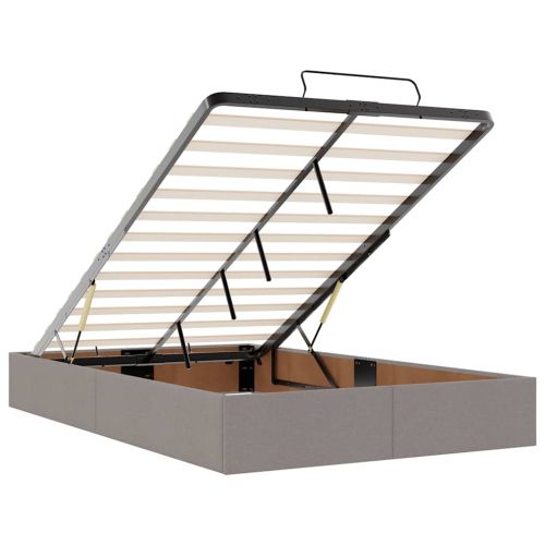 Османска легло с матрак, таупе, 120x190 см, плат