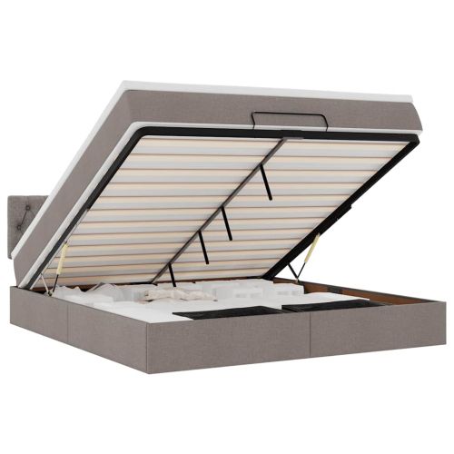 Османска легло с матрак, таупе, 160x200 см, плат