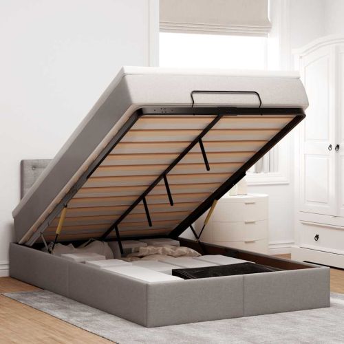 Османска легло с матрак, таупе, 120x190 см, плат