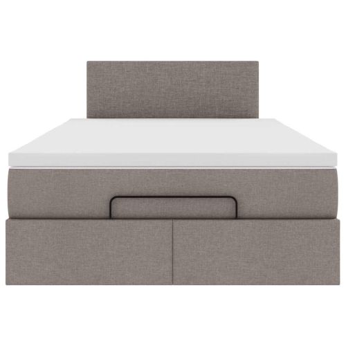 Османска легло с матрак и LED, таупе, 120x190 см, плат