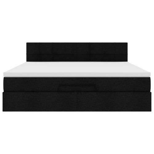 Османска легло с матрак и LED, черно, 180x200 см, плат