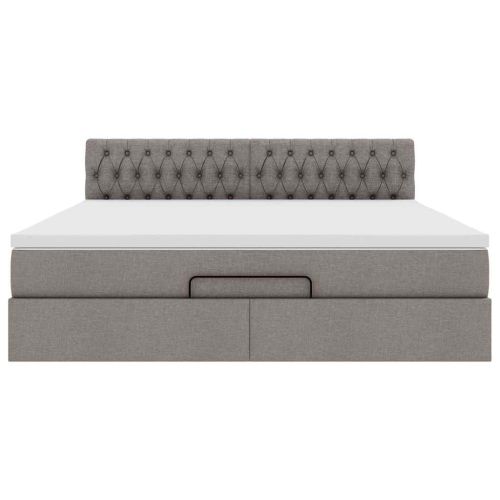 Османска легло с матрак и LED, таупе, 180x200 см, плат