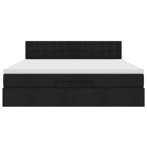 Османска легло с матрак и LED, черно, 180x200 см, плат