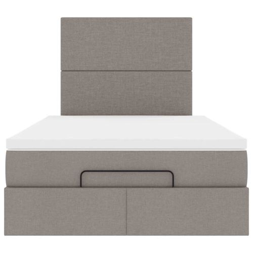 Османска легло с матрак, таупе, 120x190 см, плат