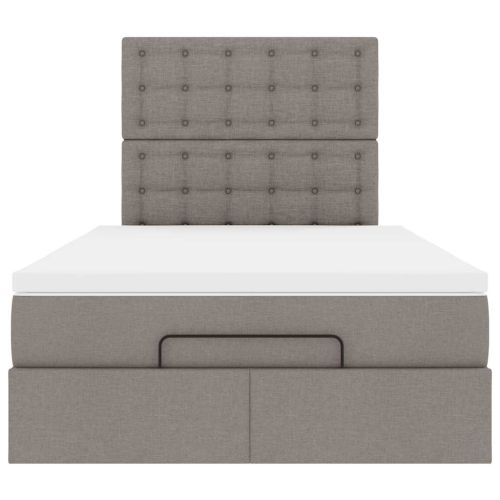 Османска легло с матрак, таупе, 120x190 см, плат
