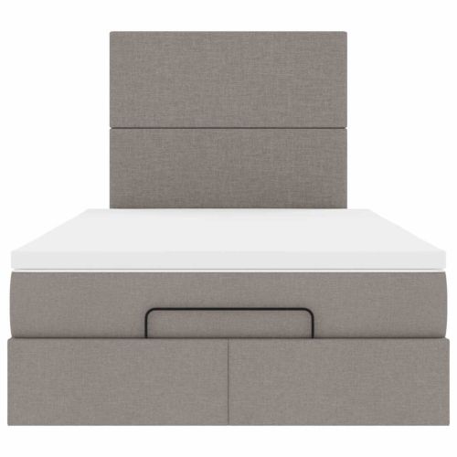 Османска легло с матрак и LED, таупе, 120x190 см, плат