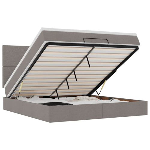 Османска легло с матрак и LED, таупе, 160x200 см, плат