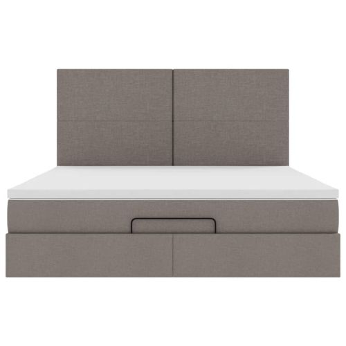 Османска легло с матрак и LED, таупе, 180x200 см, плат