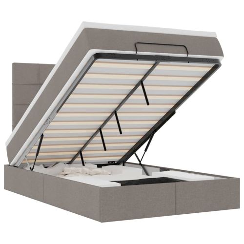 Османска легло с матрак и LED, таупе, 120x190 см, плат