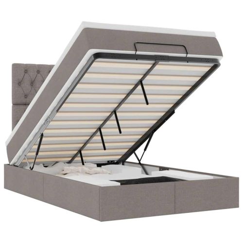 Османска легло с матрак и LED, таупе, 120x190 см, плат