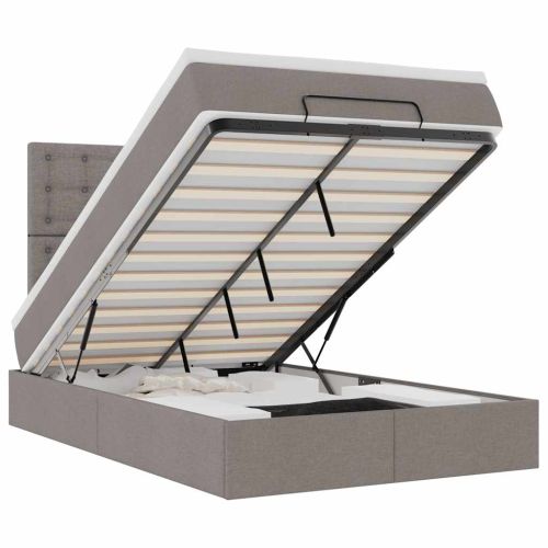 Османска легло с матрак и LED, таупе, 120x190 см, плат