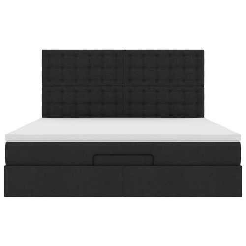 Османска легло с матрак и LED, черно, 180x200 см, плат