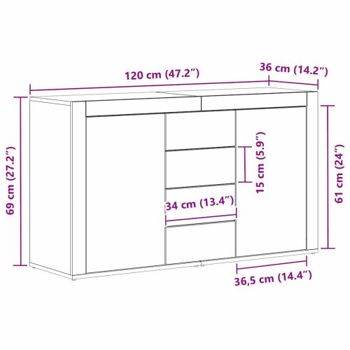 Служебен шкаф с чекмедже Бяло 120 x 36 x 69 см Инженерно дърво