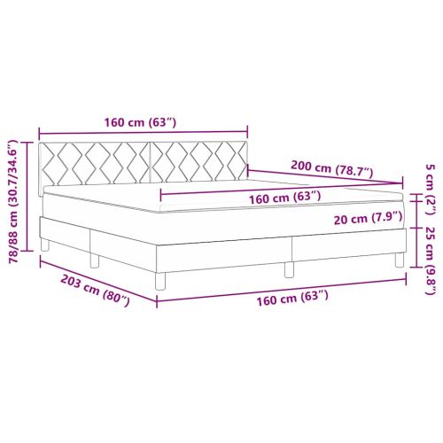 Легло с пружинирана основа с матрак Таупе 160 x 200 cm текстил