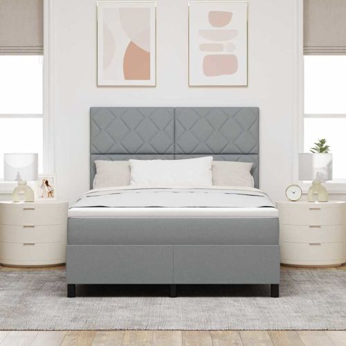 Легло с пружинирана основа Светлосиво 160 x 200 cm текстил