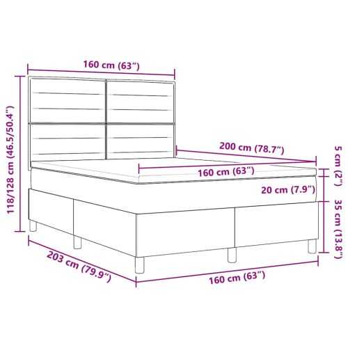 Легло с пружинирана основа Светлосиво 160 x 200 cm текстил