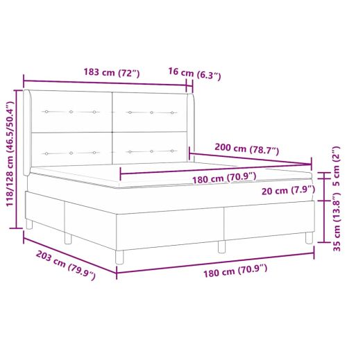 Легло с пружинирана основа с матрак Черен 200 x 180 cm текстил