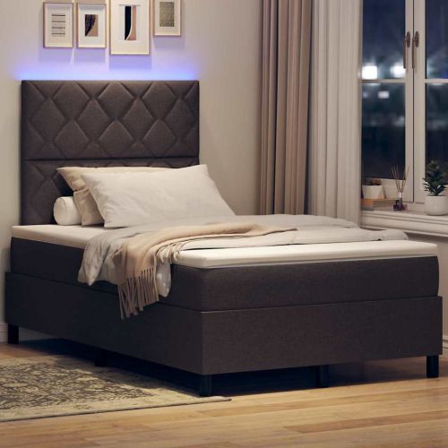 Легло с пружинирана основа Тъмнокафяв 120 x 190 cm текстил