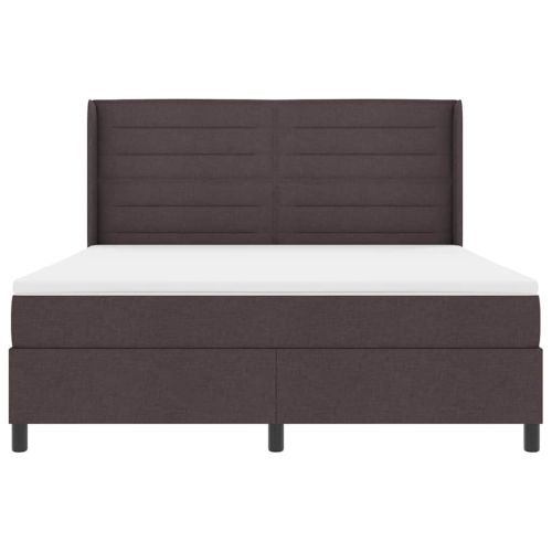 LED кутия за пружини с легло Тъмен кафяв 180 x 200 cm текстил