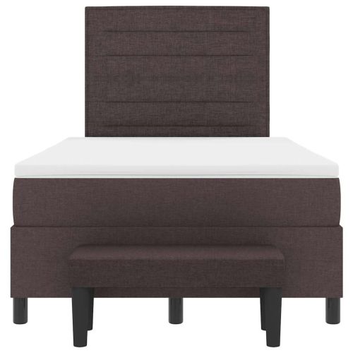 Легло с пружинирана основа Тъмен кафяв 120 x 190 cm текстил