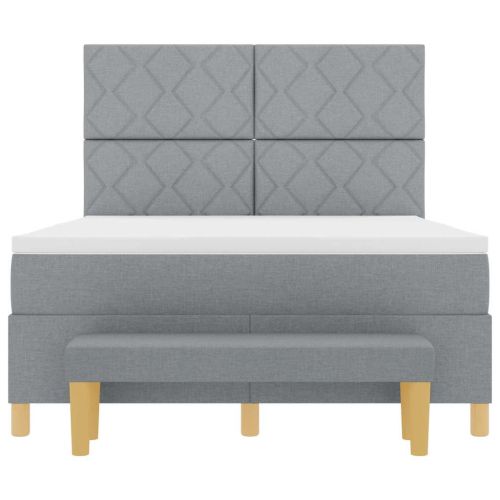 Легло с пружинирана основа Светлосиво 160 x 200 cm текстил