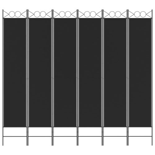 Параван за стая, 6 панела, черен, 240x220 cм, плат