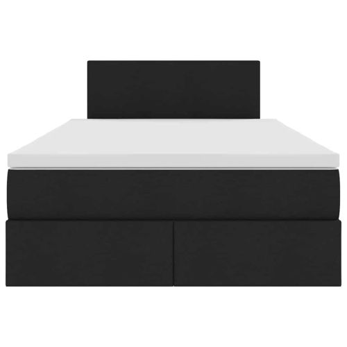 Легло с място за съхранение и LED Черно 120 x 190 cm текстил