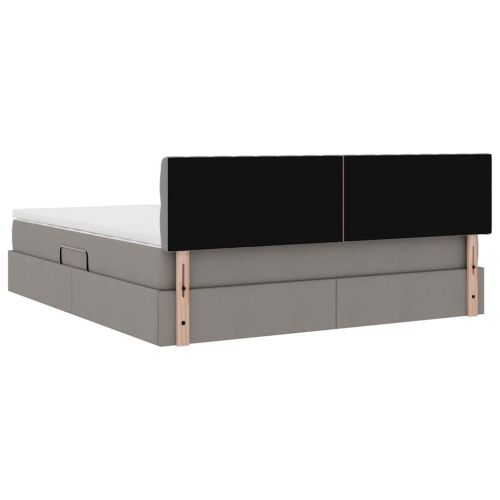 Легло с място за съхранение и LED Таупе 160 x 200 cm текстил