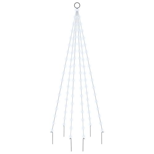 Коледна елха на флагщок, студено бяло, 108 LED, 180 см