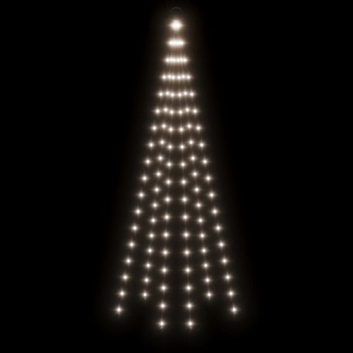 Коледна елха на флагщок, студено бяло, 108 LED, 180 см