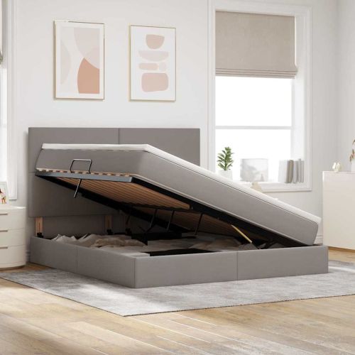 Легло с място за съхранение и матрак Таупе 180 x 200 cm