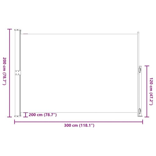 Прибираща се дворна странична тента, 200x300 см, синя