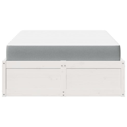 Легло с матрак, бял, 120x190 см, борово дърво масив