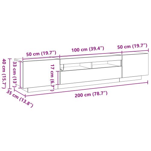 Комплект ТВ шкаф 2 pcs Черно 200 x 35 x 40 см Инженерно дърво