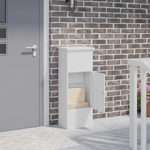 Пощенска кутия за пратки Бяло 44,5 x 29 x 110,5 см Стомана