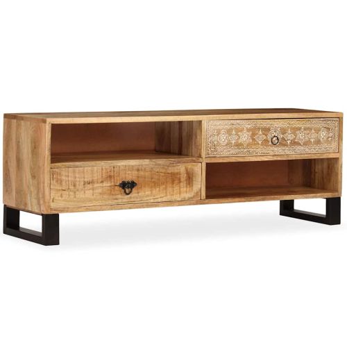 ТВ шкаф, мангово дърво масив, 120x30x40 cм