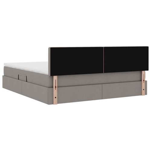 Легло с място за съхранение и LED Таупе 160 x 200 cm текстил