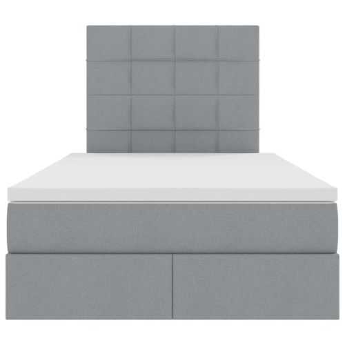 Легло с място за съхранение и LED с LED Светлосиво 120 x 190 cm