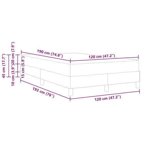 Легло с пружинирана основа Светлосиво 120 x 190 cm текстил