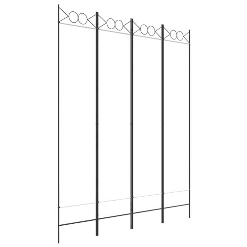 Параван за стая, 4 панела, бял, 160x200 см, текстил