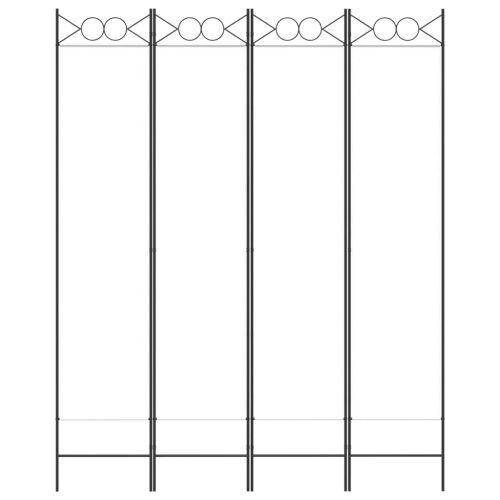 Параван за стая, 4 панела, бял, 160x200 см, текстил